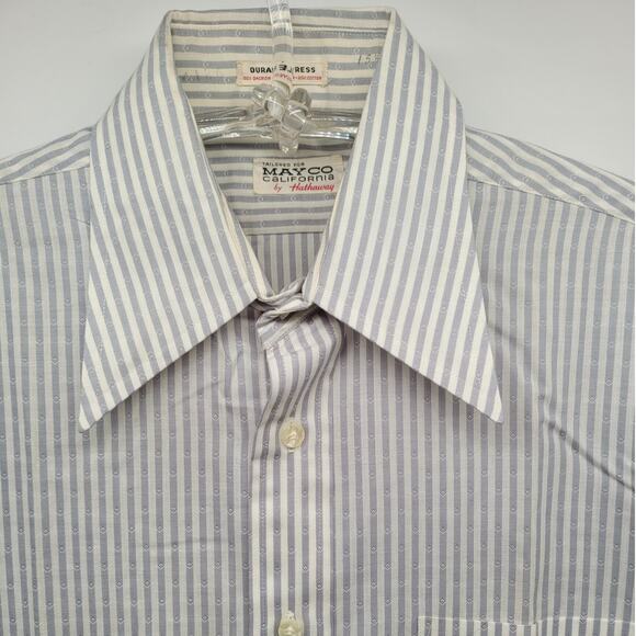 Hathaway Blue-White Striped Shirt—Perfect Layered or Workwear Smart 15.5 - Picture 6 of 14